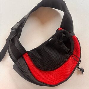 Like New- Used One Time! Black and Red Pet Carrier Sling Bag